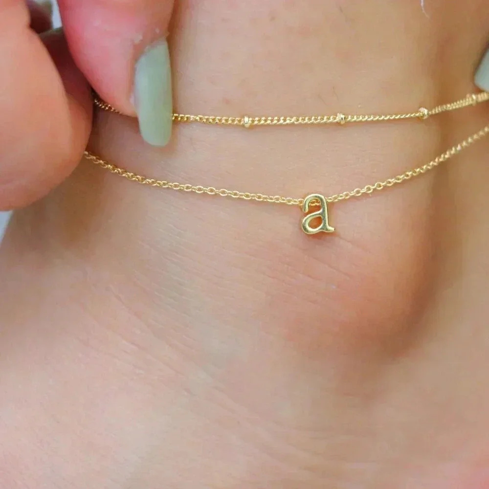 💛GOLD A to Z LETTER SPARKLE INITIAL ANKLET ALPHABET BRACELET GIFT, ELDM22279 - Picture 8 of 12